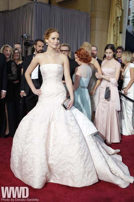 Jennifer Lawrence in Christian Dior Haute Couture and Chopard.