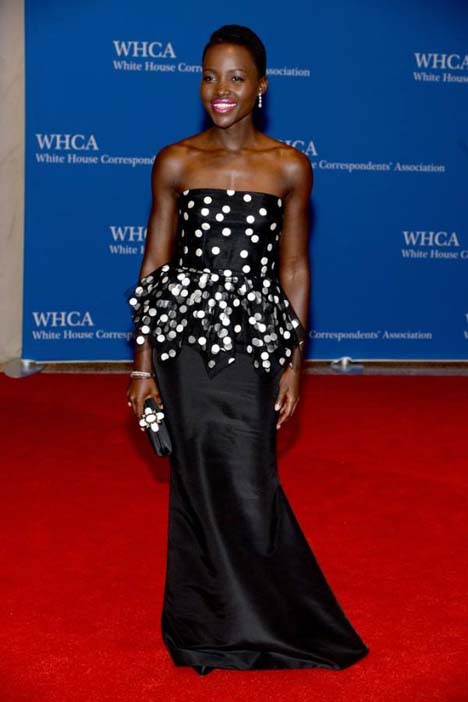 Lupita Nyong'o in Oscar de la Renta at the White House Correspondents' Association Dinner in Washington, DC